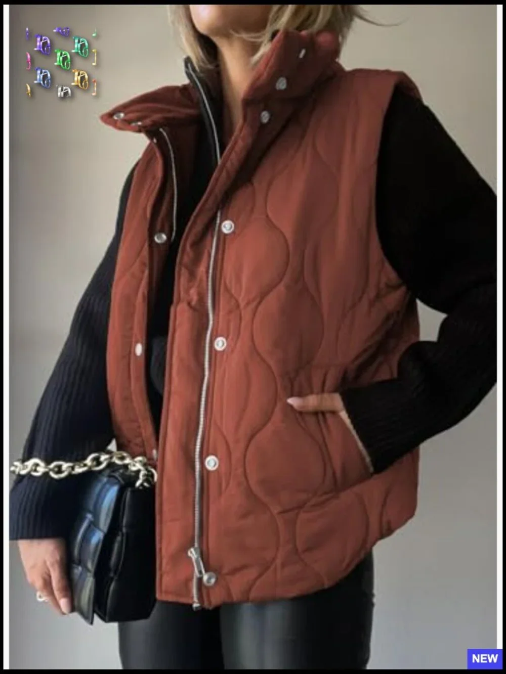 Cropped Puffer Vest Lightweight Quilted Stand Collar Sleeveless Jacket Chic - Picture 3 of 7